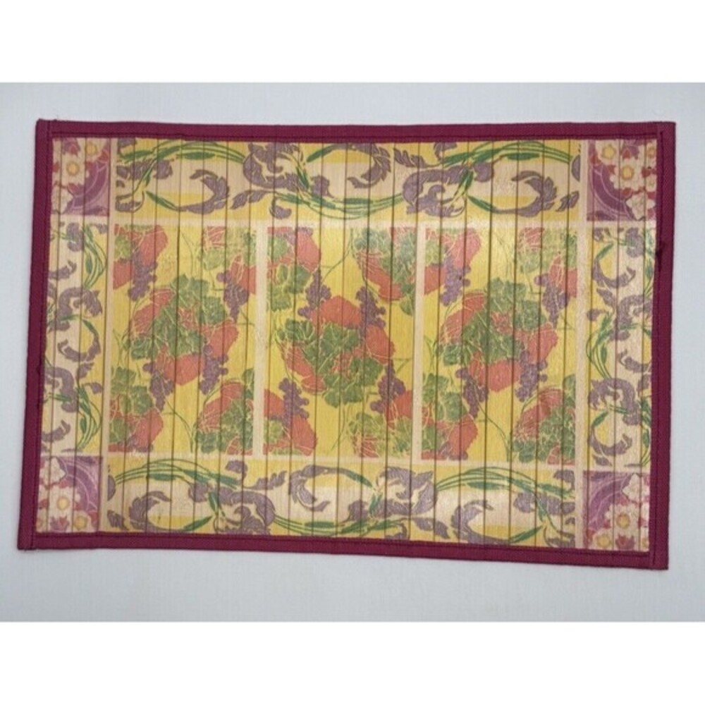 Set Of Vintage 5 Bamboo Placemats & Table Runner Outdoor Patio Picnic Table